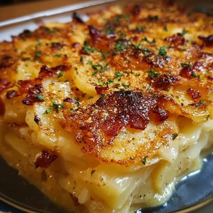 Delicious Pepper Jack Potato Casserole topped with melted cheese and spices.
