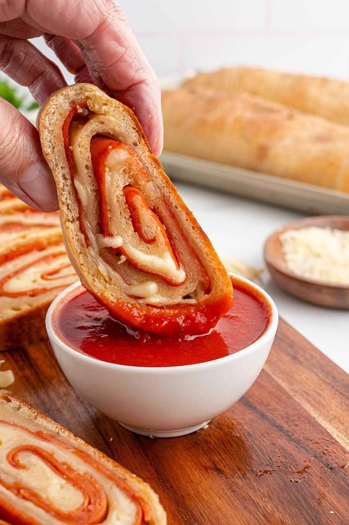 Homemade pepperoni rolls fresh out of the oven