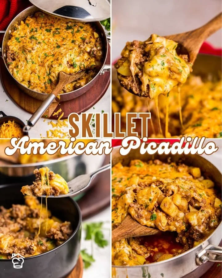Plato de Picadillo Americano en sartén, un plato tradicional y sabroso.