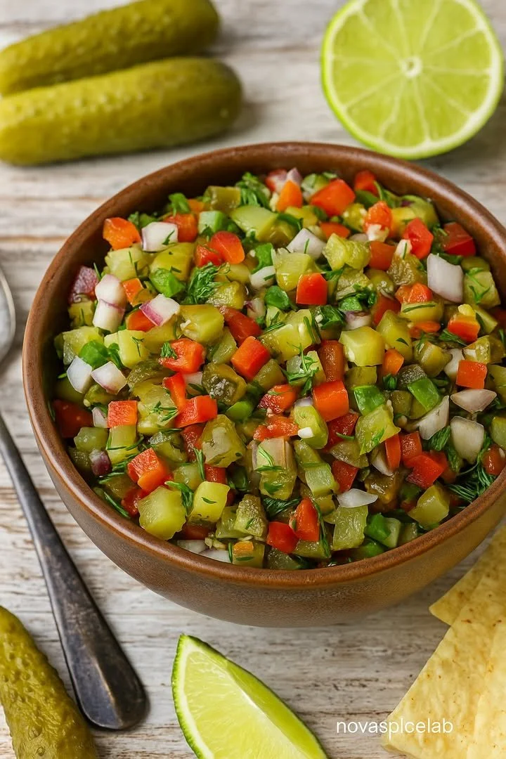 Delicious Pickle of the Rooster jar showcasing vibrant ingredients and flavors.