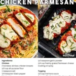 Plato de pollo a la parmesana cocinado en freidora de aire, dorado y crujiente