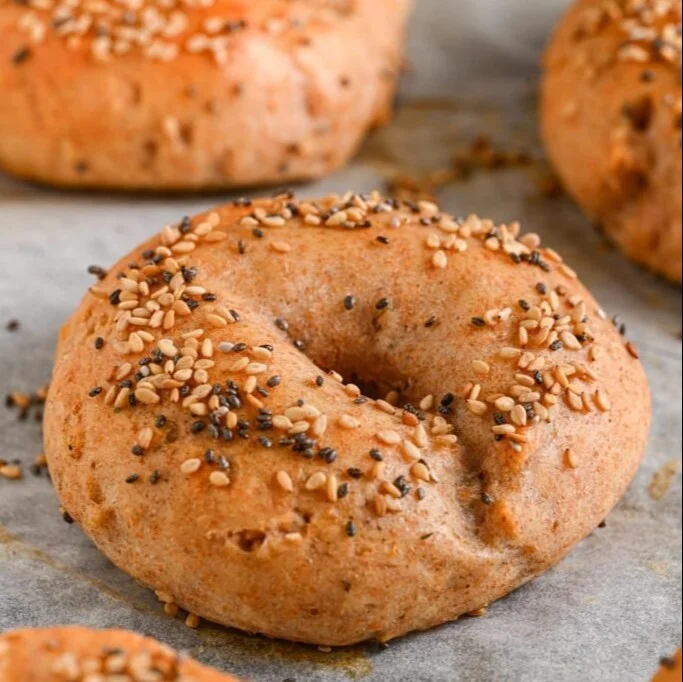 Freshly baked protein bagels rich in nutrients for a healthy snack or breakfast