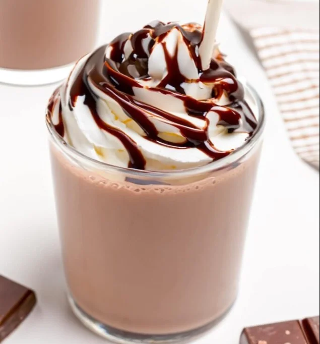 Protein milkshake in a glass with fruits and protein powder