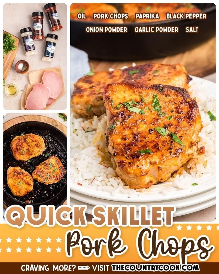 Quick skillet pork chops cooked to perfection in a pan