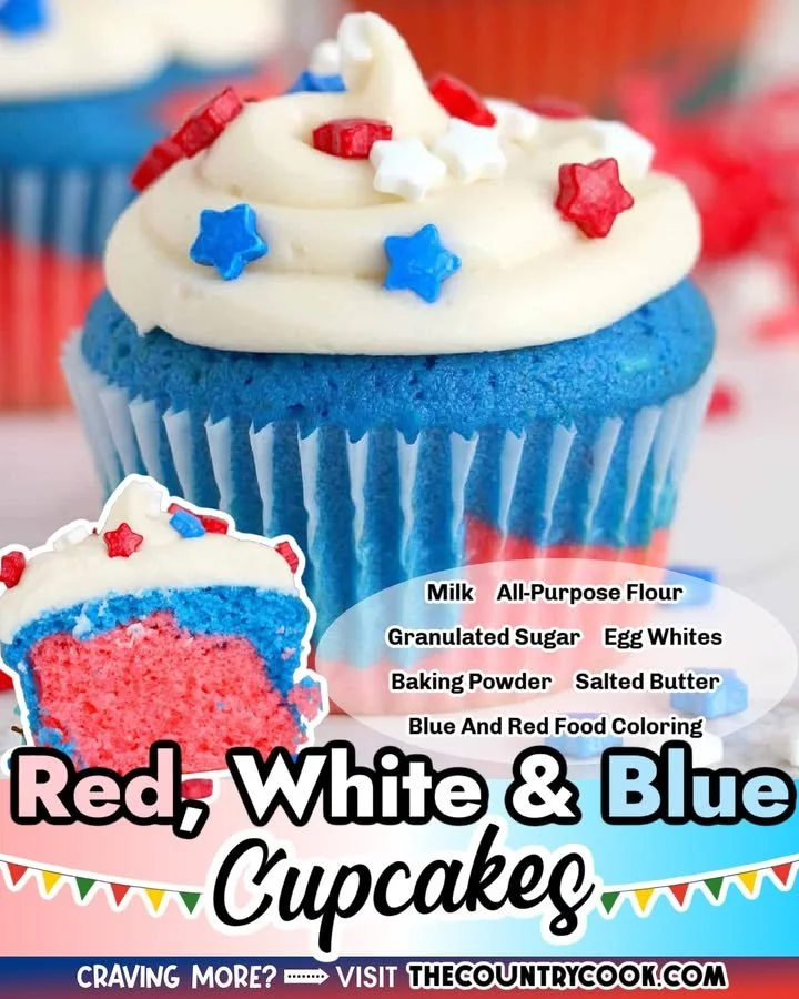 Festive red, white and blue cupcakes for holiday celebrations