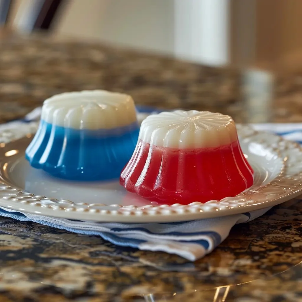 Colorful Red, White & Blue Jello cups for patriotic celebrations