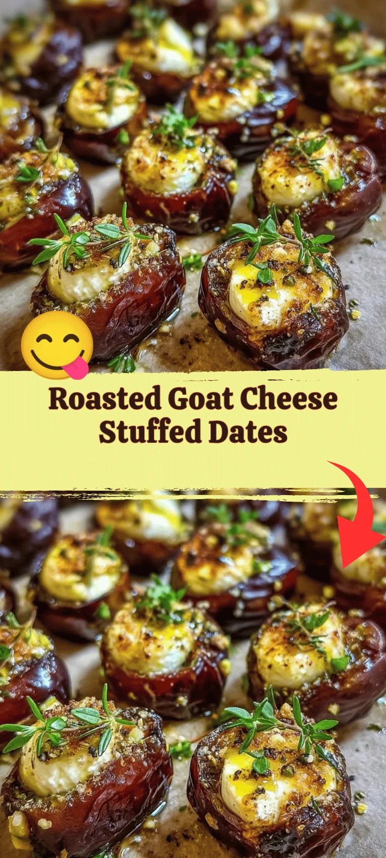 Roasted goat cheese stuffed dates on a platter, garnished elegantly.