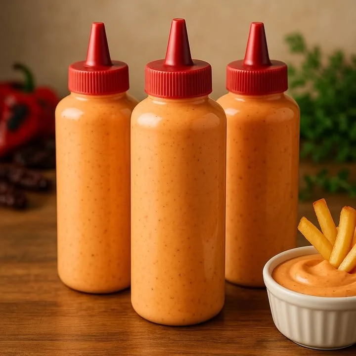 Delicious roasted red pepper and chipotle aioli in a bowl