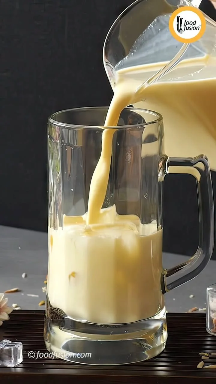 Sweet sattu drink served in a glass, a nutritious and refreshing beverage.