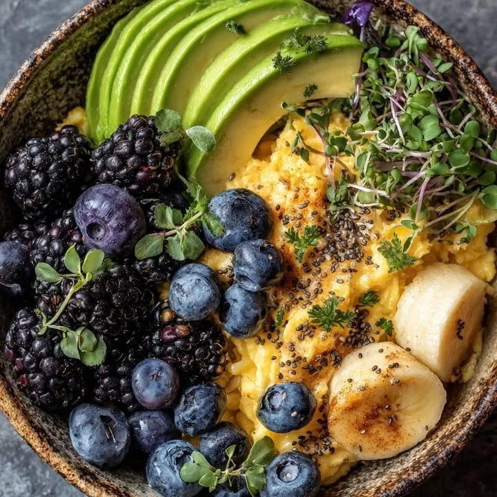 Delicious Savory Power Breakfast Bowl filled with wholesome ingredients