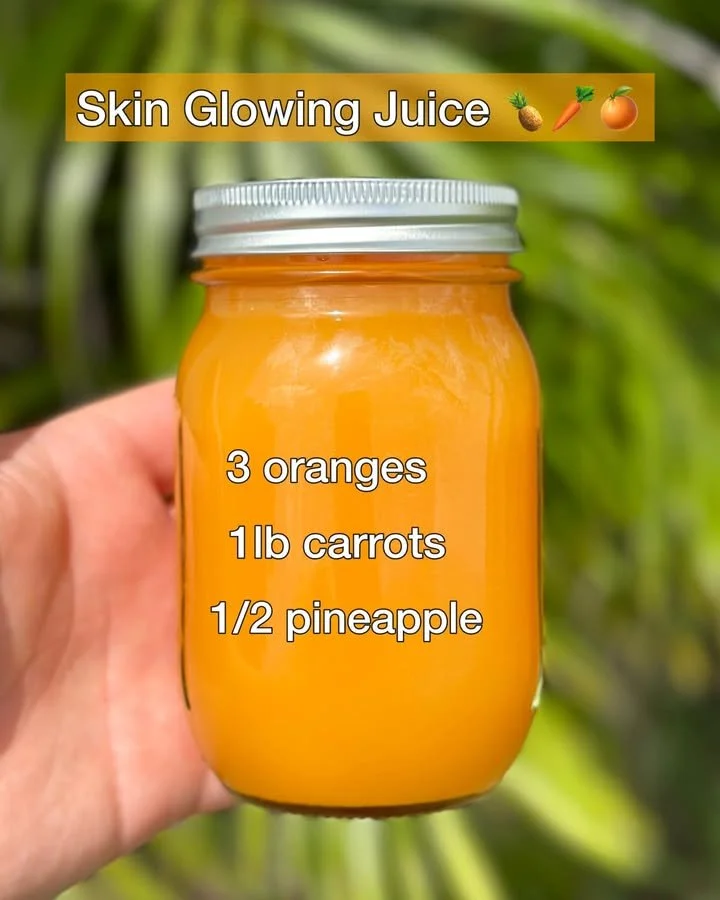 A vibrant glass of Skin Glowing Juice with fresh fruits and vegetables for radiant skin.