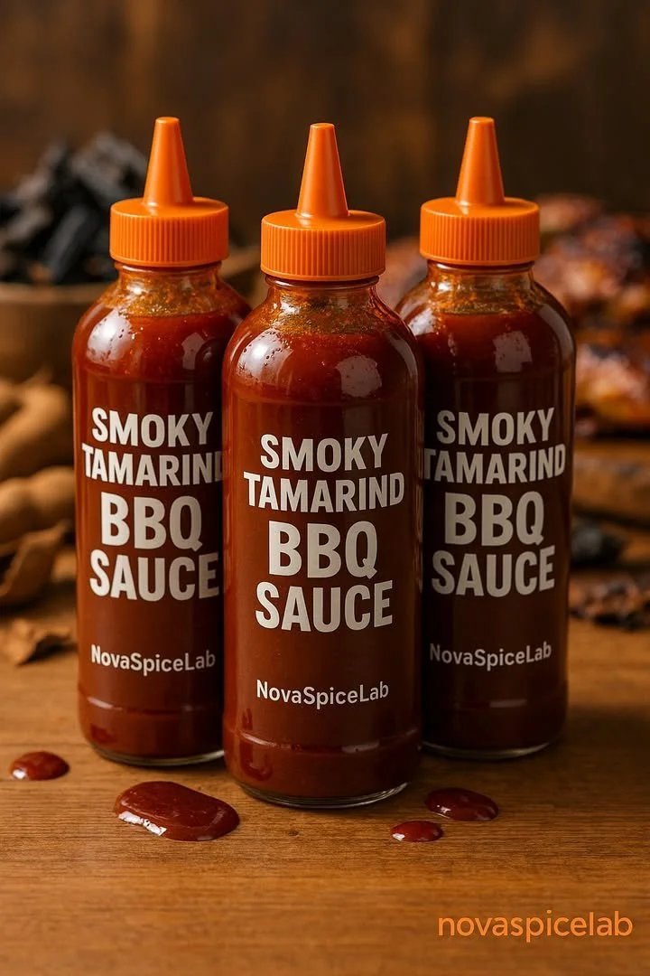 Bottle of Smoky Tamarind BBQ Sauce with a smoky flavor profile