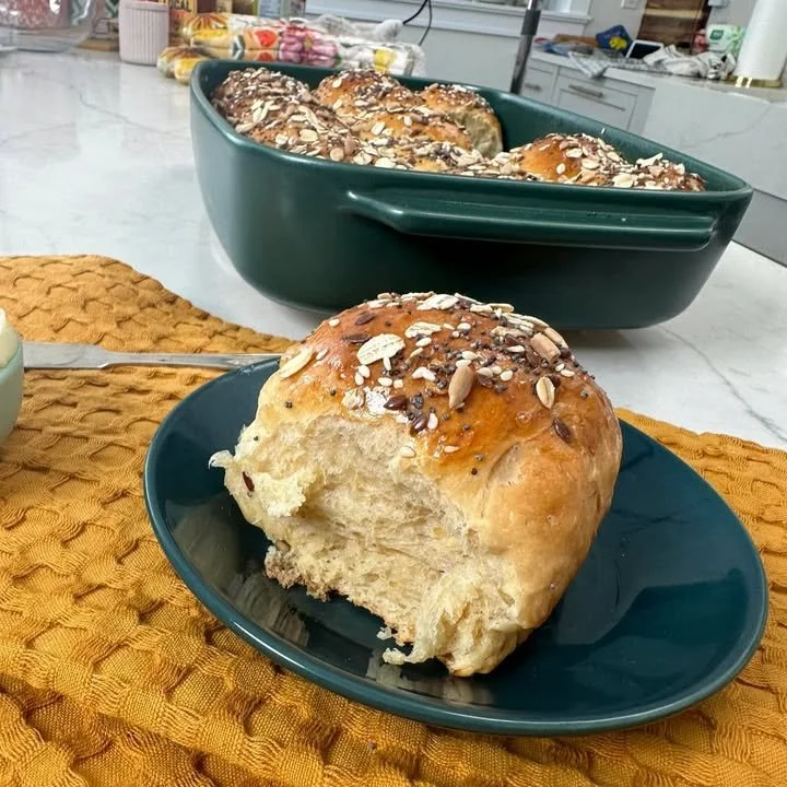 Soft and fluffy milk and honey oatmeal dinner rolls freshly baked