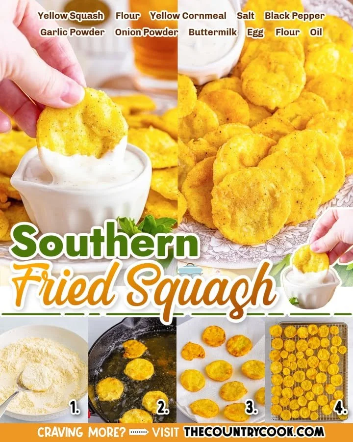 Golden crispy Southern Fried Squash served on a platter