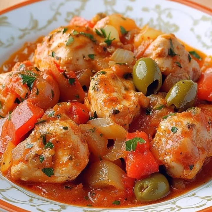 Delicious Spanish Chicken Stew with vibrant vegetables and spices