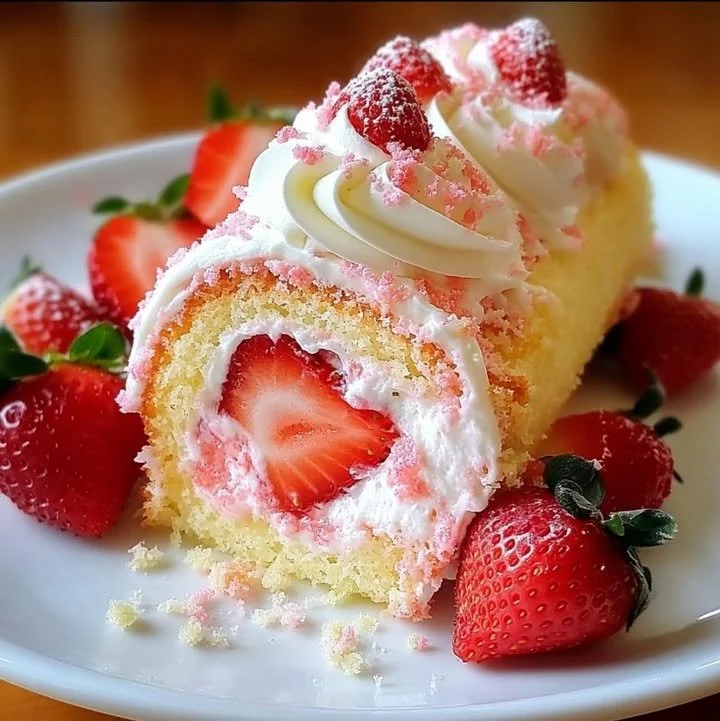 Delicious Strawberry Shortcake Cheesecake Rolls dessert.