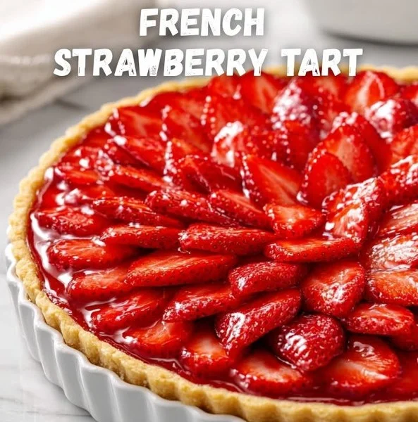 Delicious homemade Strawberry Tart with fresh strawberries and creamy filling