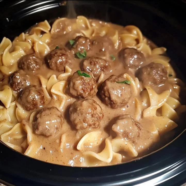 Delicious Swedish Meatballs served with creamy gravy and lingonberry sauce