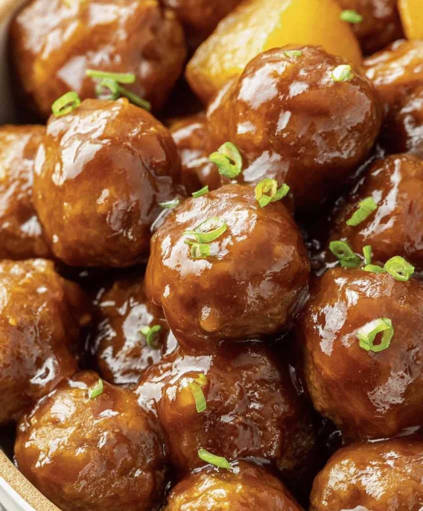 Delicious sweet and sour meatballs cooked in a slow cooker