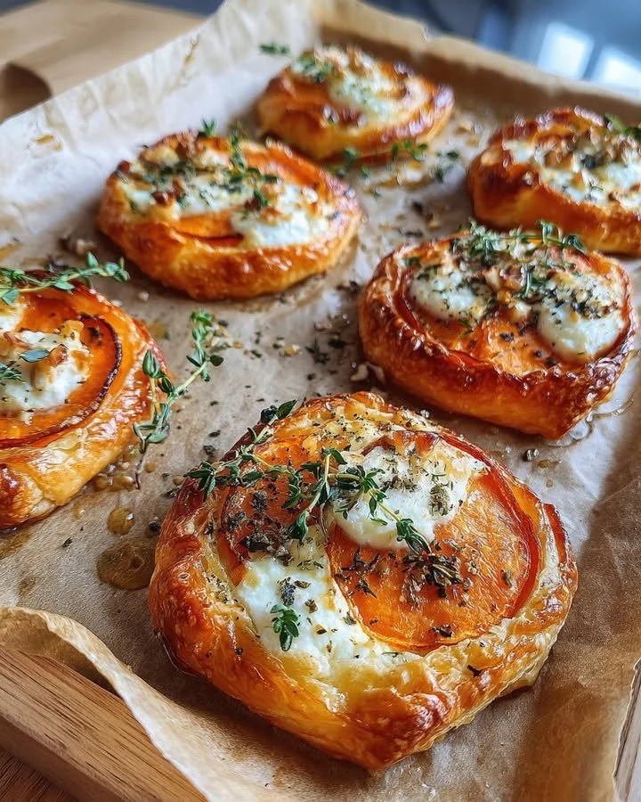 Delicious sweet potato and ricotta mini galettes served on a plate.