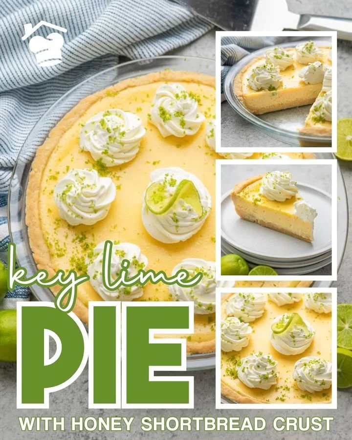 Tarta de Limón Key con costra de mantequilla y miel, un postre delicioso y refrescante.