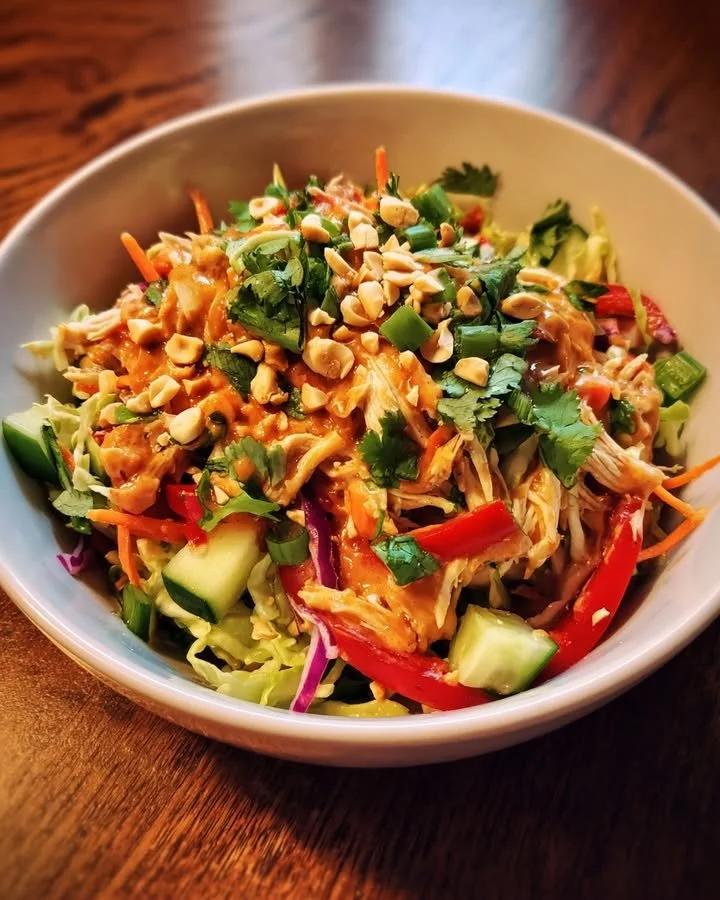 Delicious Thai Chicken Salad with fresh vegetables and grilled chicken