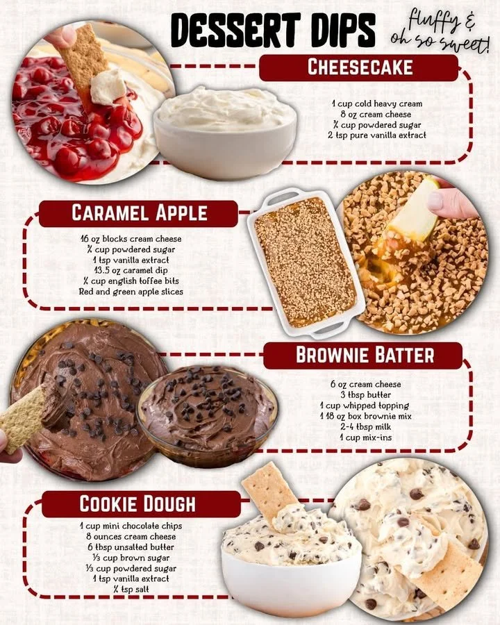 Delicious dessert dips served with fruits and snacks