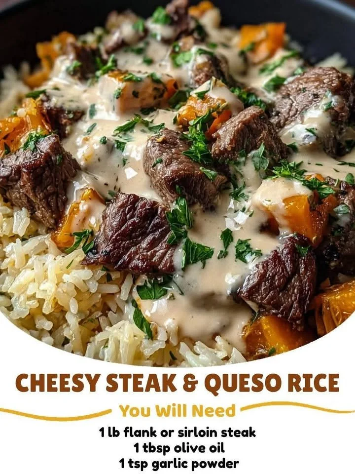 Delicious cheesy steak meal ready to serve on a plate