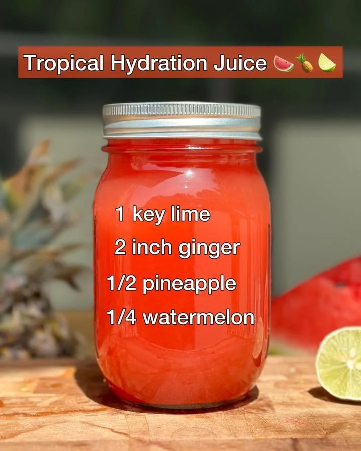 Tropical Hydration Juice with fresh fruits in a vibrant glass