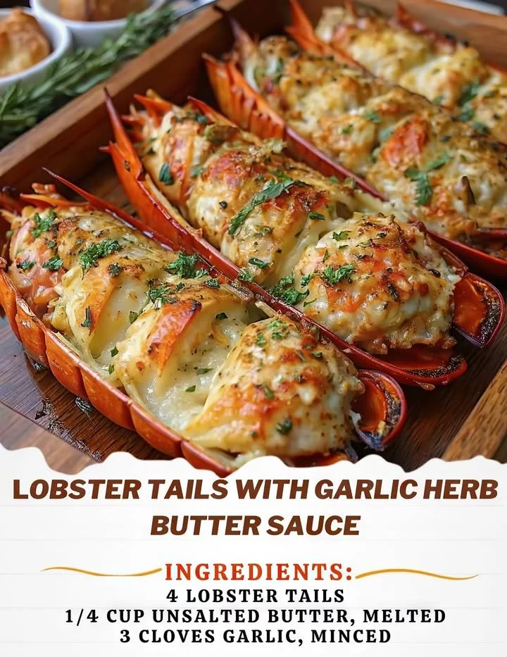 Perfectly broiled lobster tails served with butter and lemon