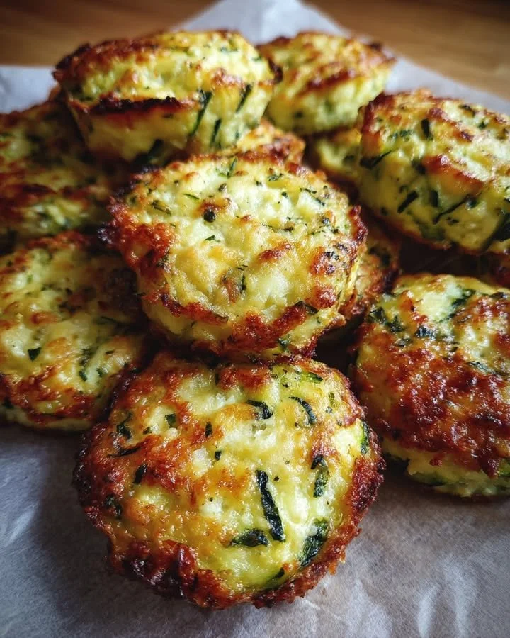Zucchini and lemon ricotta bites on a serving plate