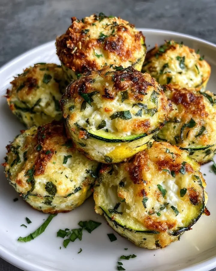 Delicious Zucchini Ricotta Bites garnished with lemon zest