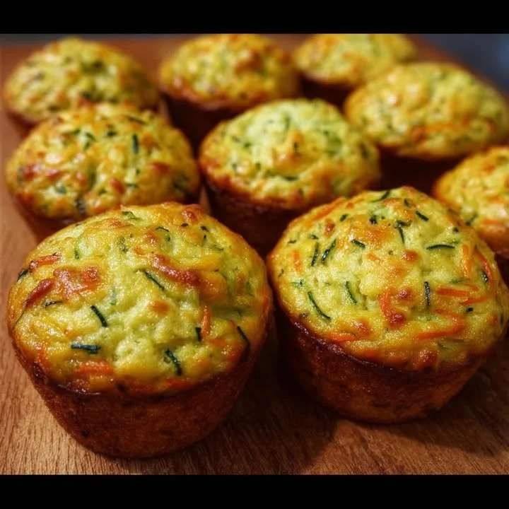 Savory zucchini muffins with potato, carrot, and cheese ingredients