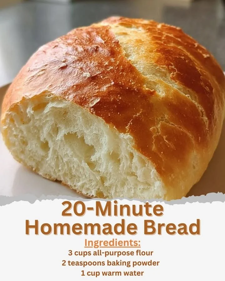 Quick and easy homemade bread baked fresh in 20 minutes.