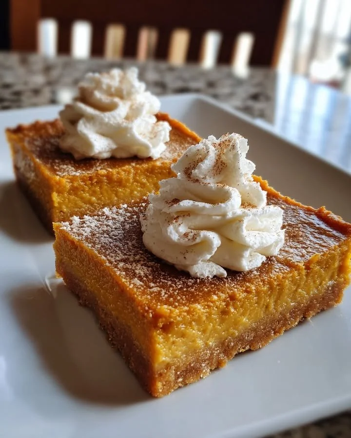 5-Ingredient Sweet Potato Pie Bars ready to serve on a plate