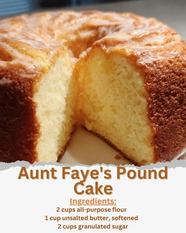 Aunt Faye's homemade pound cake on a decorative plate