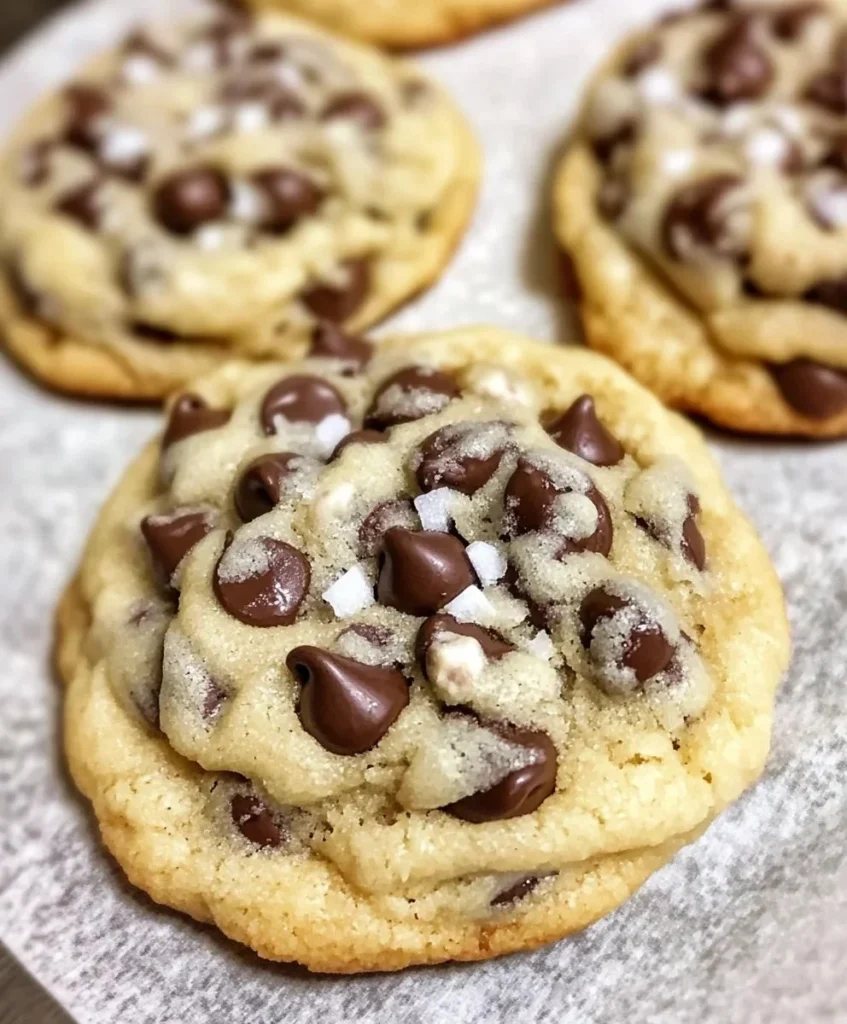 Freshly baked award-winning soft chocolate chip cookies on a cooling rack.