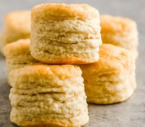 Fluffy baking powder biscuits fresh out of the oven