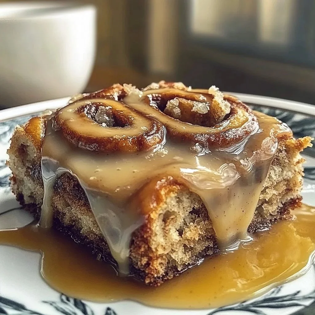 Delicious banana bread cinnamon rolls, warm and freshly baked.