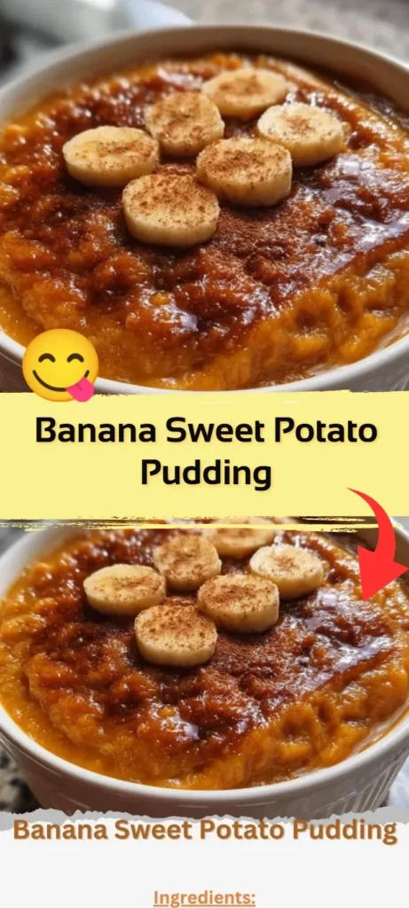 Delicious banana sweet potato pudding in a bowl topped with whipped cream