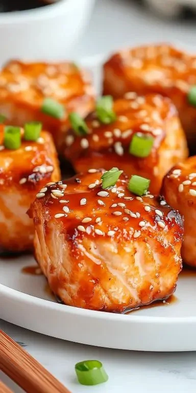 Crispy Bang Bang Salmon Bites drizzled with spicy sauce