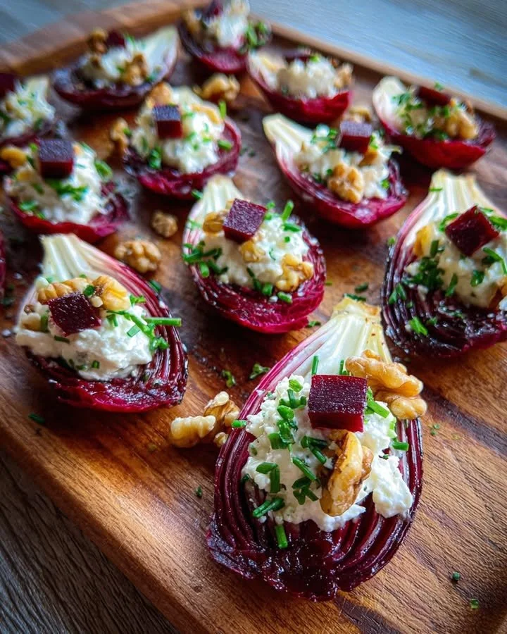 Beet Goat Cheese Endive Bites - colorful and delicious appetizers