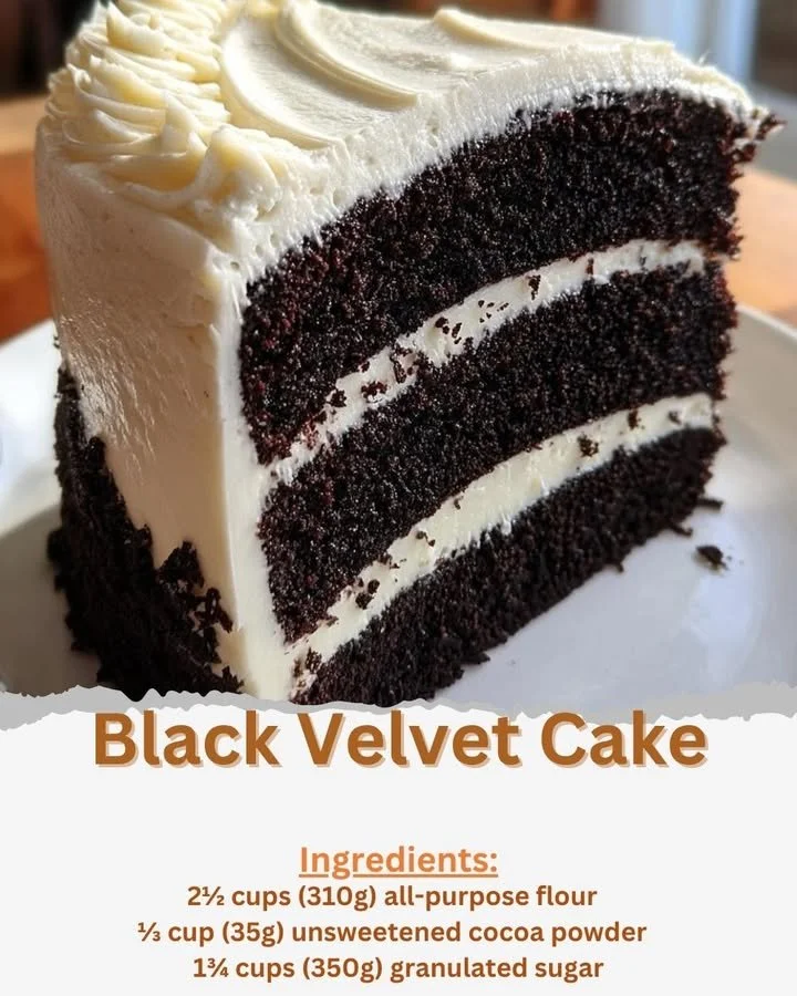 Delicious Black Velvet Cake with rich frosting and decorative toppings
