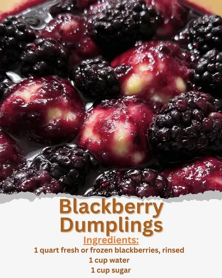 Delicious homemade Blackberry Dumplings served with fresh blackberries