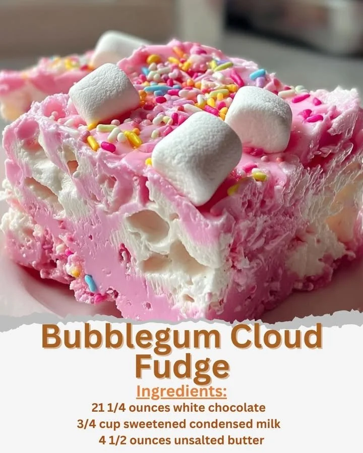 Colorful bubblegum cloud fudge dessert with a fluffy texture and sweet flavor