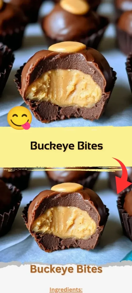Plate of homemade Buckeye Bites topped with chocolate and peanut butter frosting.