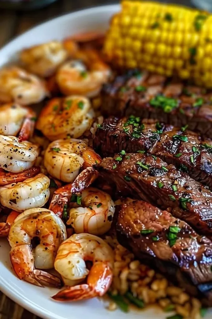 Delicious Cajun shrimp steak dish served on a plate with vibrant spices