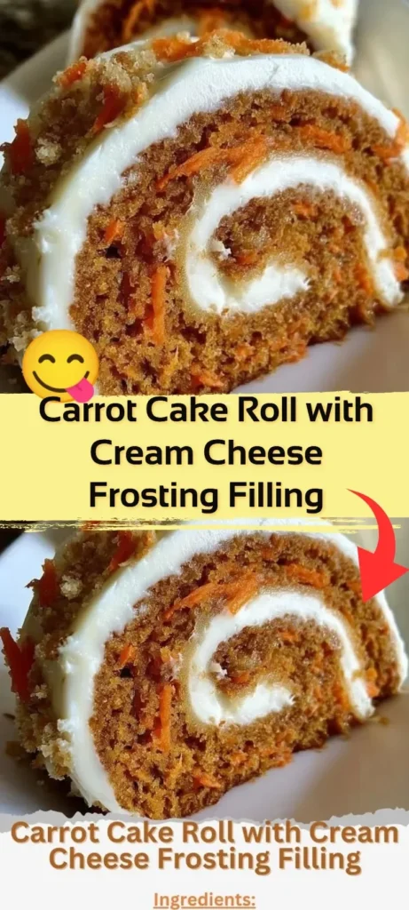 Delicious Carrot Cake Roll with cream cheese frosting on a plate