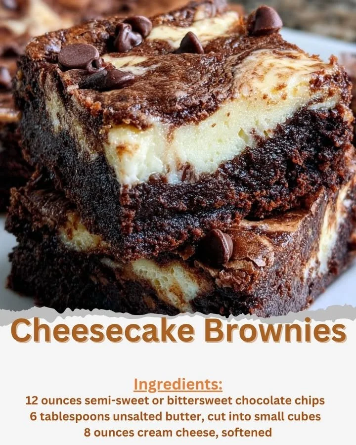 Delicious cheesecake brownies with creamy topping and chocolate base
