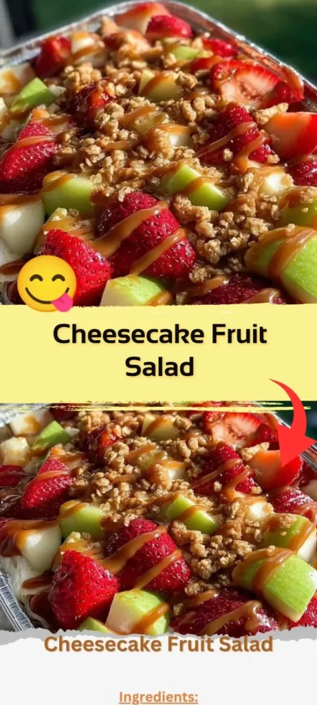 Delicious cheesecake fruit salad with fresh berries and creamy topping